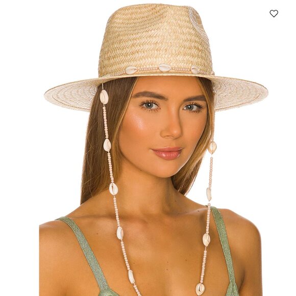 NEW Lack of Color Seashells Fedora Hat in Natural Light Cream Straw Wide Brim - Picture 1 of 10